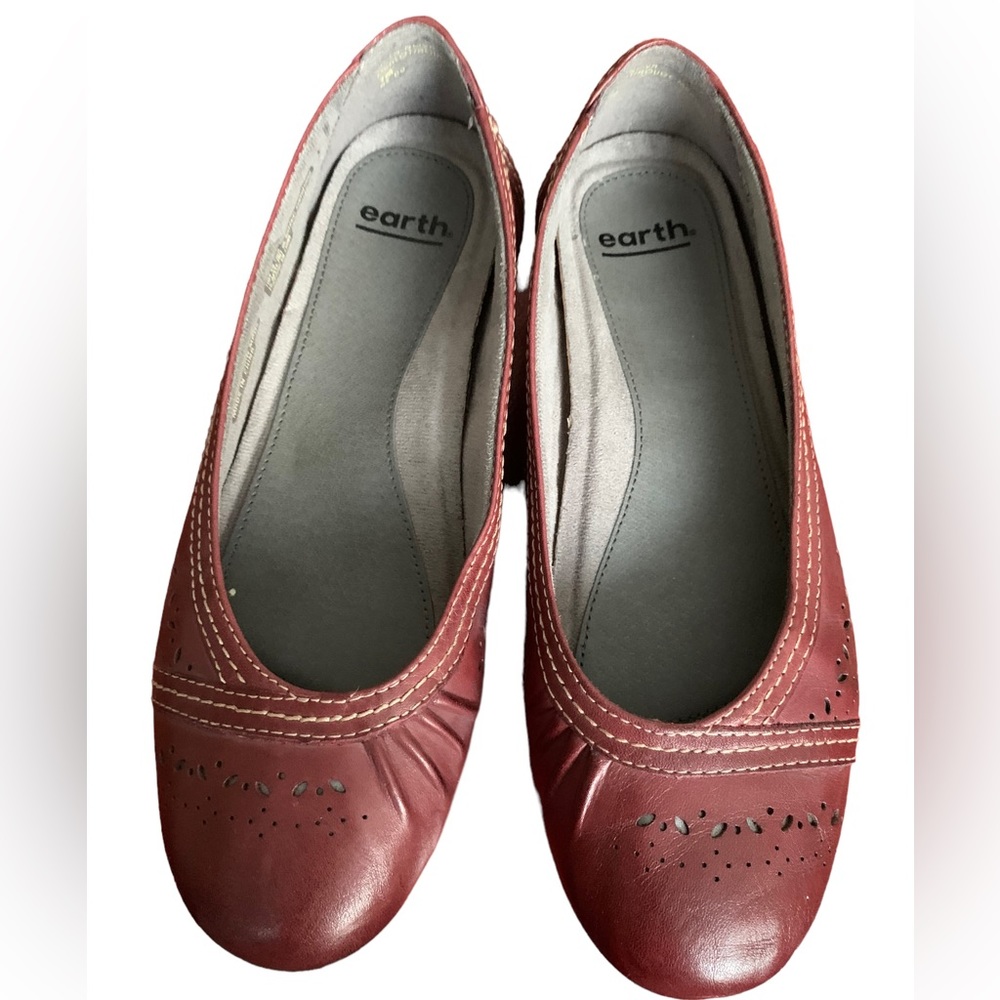 Earth Vista Nova Brown Merlot Slip On Ballet Flats Leather Women’s Size 7